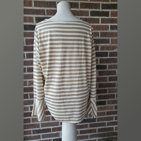 Hannah Gold and Ivory Striped Top Size XL NWT - Picture 3 of 4